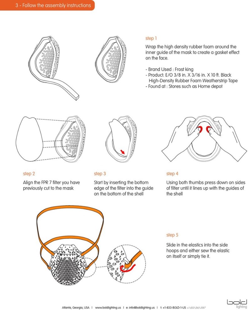 Bold lighting, an open-source 3D printed mask against COVID-19