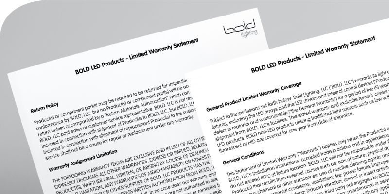 WE STAND BEHIND OUR PRODUCTS - <strong>BOLD WARRANTY</strong>